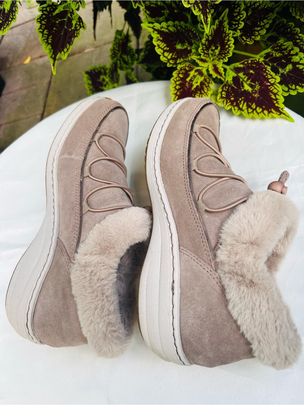 Aetrex Women's Taupe Suede Fur-Lined Ankle Booties - Picture 2 of 6